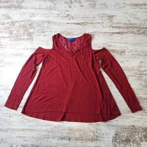 Aeropostale Cold Shoulder Long Sleeved Top Size Medium Maroon